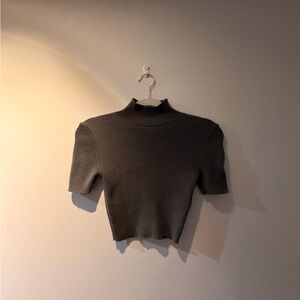 Zara Gray Ribbed Crop Top